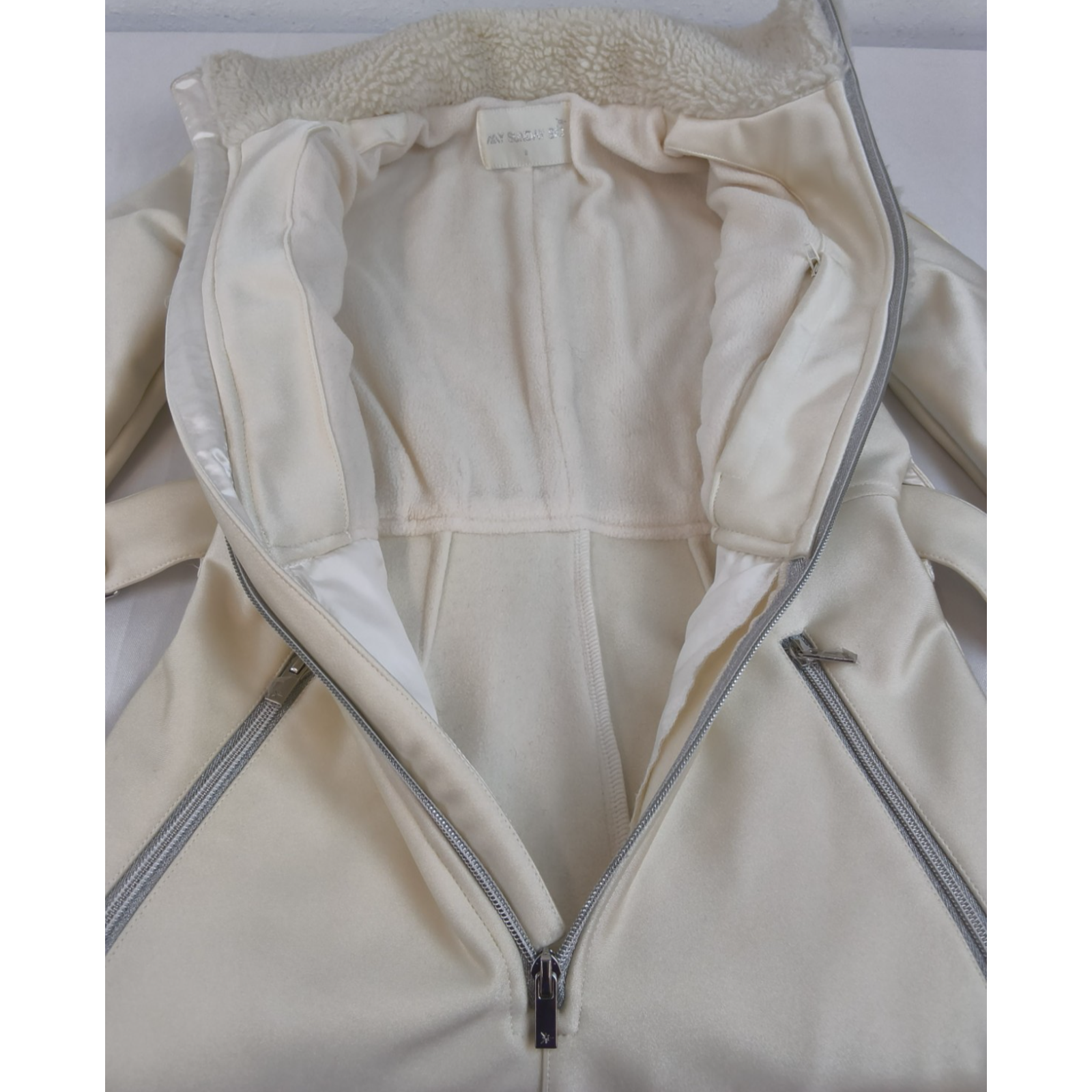 My Sunday Ski One Piece Snow Suit Women's Size S Ivory Belted #W4793 — image 5 of 8